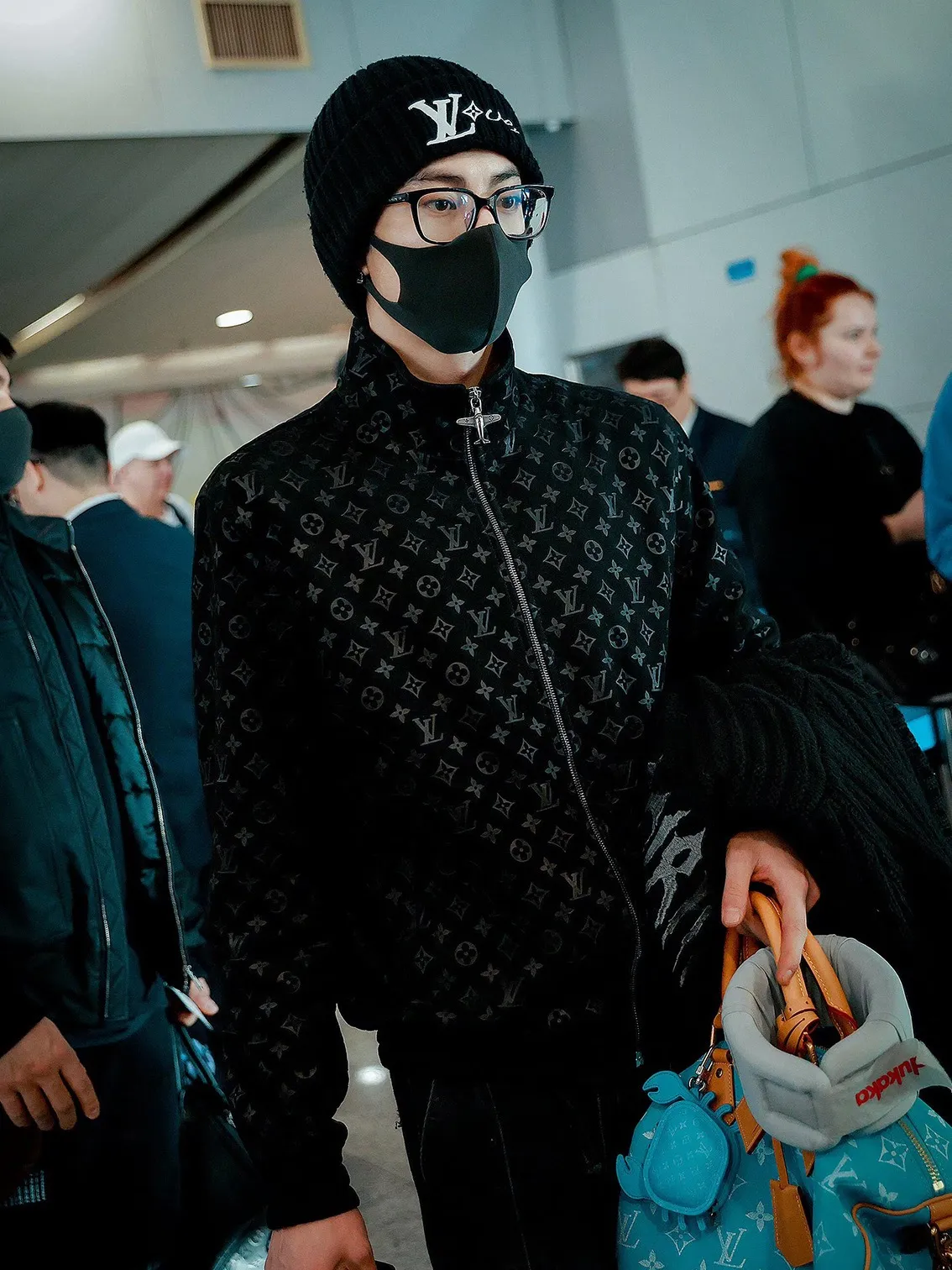 Louis Vuitton/Louis Vuitton aircraft button all-over printed embossed suede stand-collar jacket